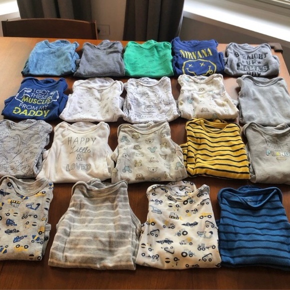 HUGE Bundle - Boys 6-9M - Onesies, Footed Pajamas, and Rompers - Picture 3 of 9
